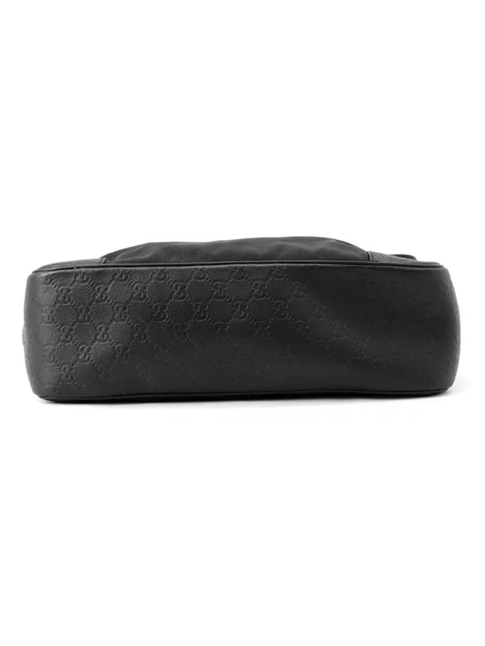 Gucci Shoulder Bag GG Embossed Nylon Leather Black